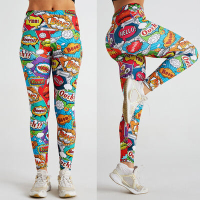 NADANBAO Funny Boom Leggings Χαριτωμένα γράμματα κινουμένων σχεδίων 3D εκτυπωμένο κολάν για εσωτερικούς χώρους Παντελόνια γιόγκα για τζόκινγκ Αθλητικά ρούχα γυμναστικής