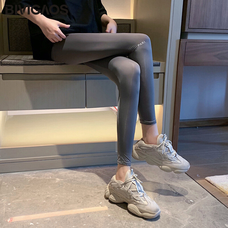 BIVIGAOS Nove ljetne ultra-tanke Ice Silky Leggings Ženske tanke rastezljive prozračne tajice za fitness Seksi uske tajice za vježbanje