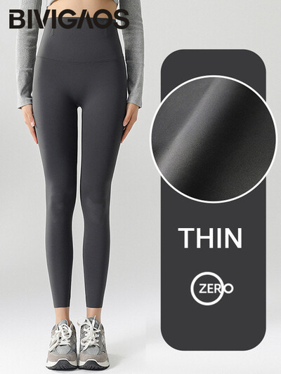 BIVIGAOS, primăvară vară, colanți subțiri, fără urme, cu rechin, pentru femei, cu talie înaltă, fără sudură, subțiri, strânși pe piele, colanți de fitness sport