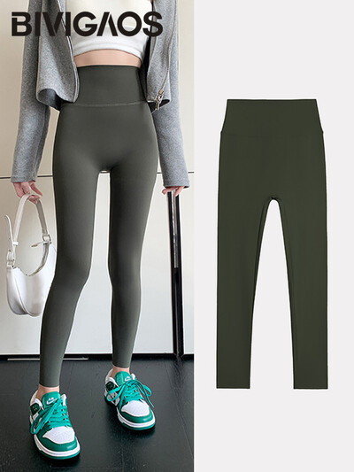 BIVIGAOS Ljetne bešavne ultratanke tajice Shark Feel Ženske uske tajice visokog struka Višebojne sportske tajice za fitnes