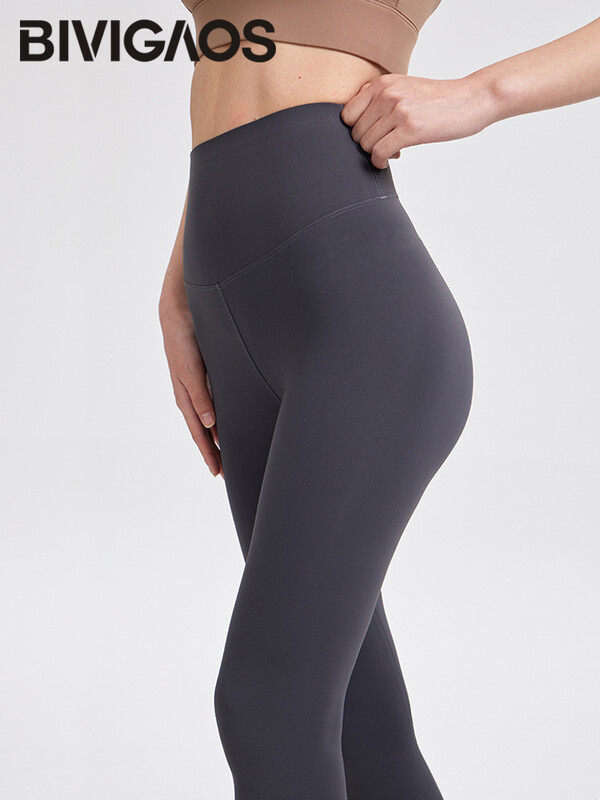 BIVIGAOS augstas kvalitātes vasaras sauļošanās aizsargkrēms haizivju legingi sievietēm īpaši plāni, ļoti elastīgi kails jūtami bezšuvju sporta fitnesa legingi