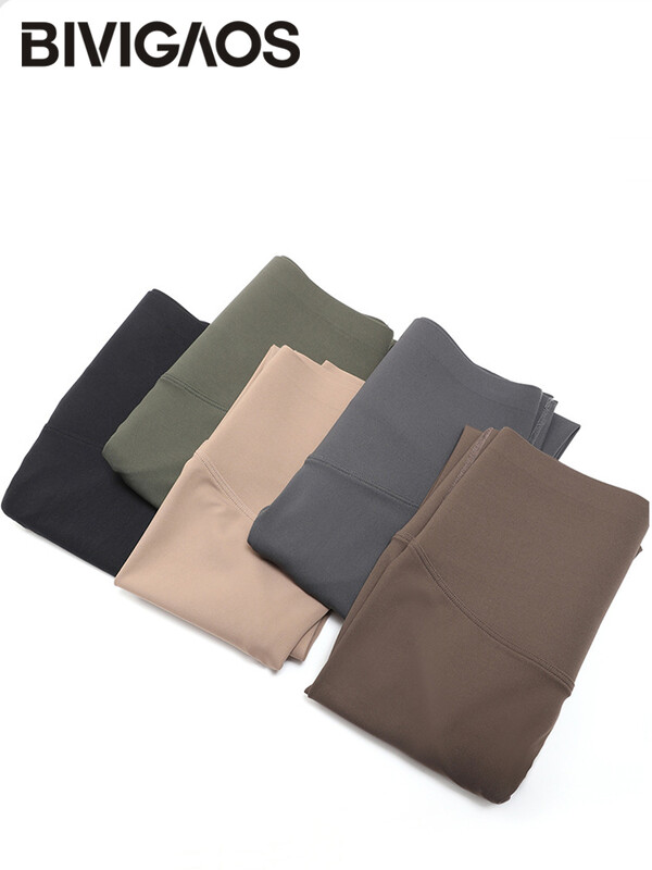 BIVIGAOS augstas kvalitātes vasaras sauļošanās aizsargkrēms haizivju legingi sievietēm īpaši plāni, ļoti elastīgi kails jūtami bezšuvju sporta fitnesa legingi