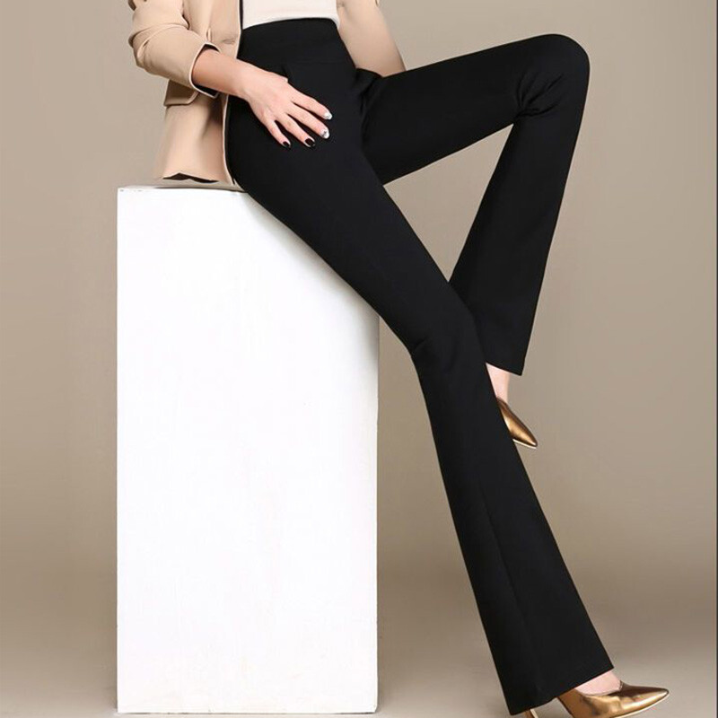 Modes, brīvas, elastīgas kabatas ar augstu vidukli, vienkrāsainas bikses Sieviešu 2023. gada rudens, jauns biroja dāmu ikdienas bikses.