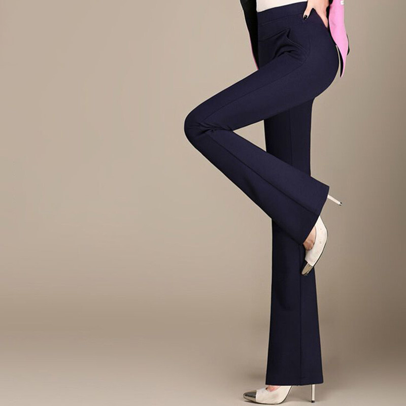 Modes, brīvas, elastīgas kabatas ar augstu vidukli, vienkrāsainas bikses Sieviešu 2023. gada rudens, jauns biroja dāmu ikdienas bikses.