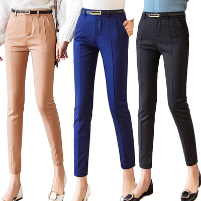 Kelnės Moteriškos 2019 m. Naujos iki kulkšnies siekiančios Capris moteriškos antblauzdžiai Pantalon Femme Workwear Plonas aukštu juosmeniu elastingos laisvalaikio moteriškos kelnės