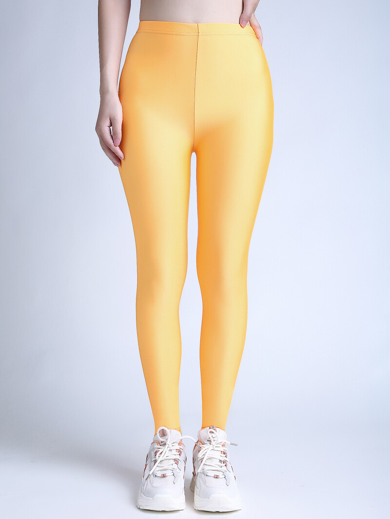 CUHAKCI New Summer Shiny Apakšbikses Fluorescent Sieviešu Apakšbikses Spandex Long Pants High Elastic Fitness apgrieztas bikses DropShi