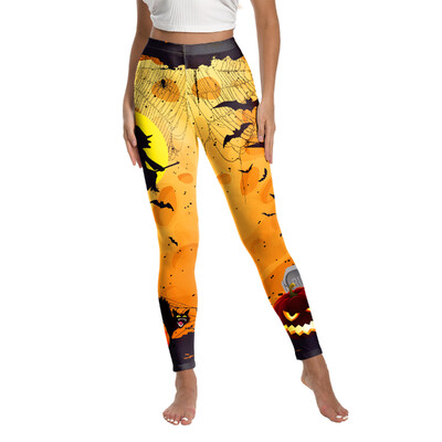 Nadanbao Leggings de vară noi pentru femei, sexy, cu model de stil întunecat, imprimat 3D, cu talie înaltă, carnaval de Halloween, cu împingere în sus.