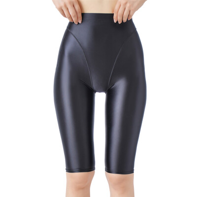 Sievietēm ar augstu vidukli izdilis, elastīgi legingi Spīdīgi eļļas šorti Joga Fitness Sporta apakšpuses Rave Party Club Deju sporta zēnu šorti