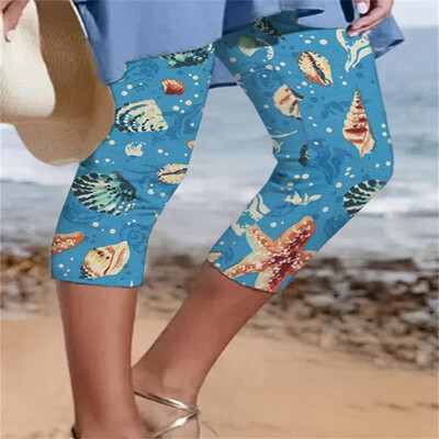 Ljetne tajice s flora printom Ženska ulična odjeća Ženske hlače Seksi hlače za jogu Y2k hlače Push up tajice za fitness Elastične kapri hlače