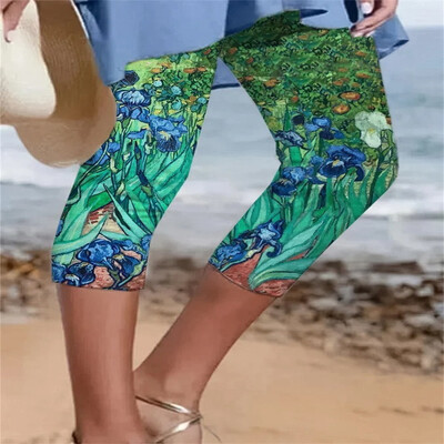 Ljetne tajice s flora printom Ženska ulična odjeća Ženske hlače Seksi hlače za jogu Y2k hlače Push up tajice za fitness Elastične kapri hlače