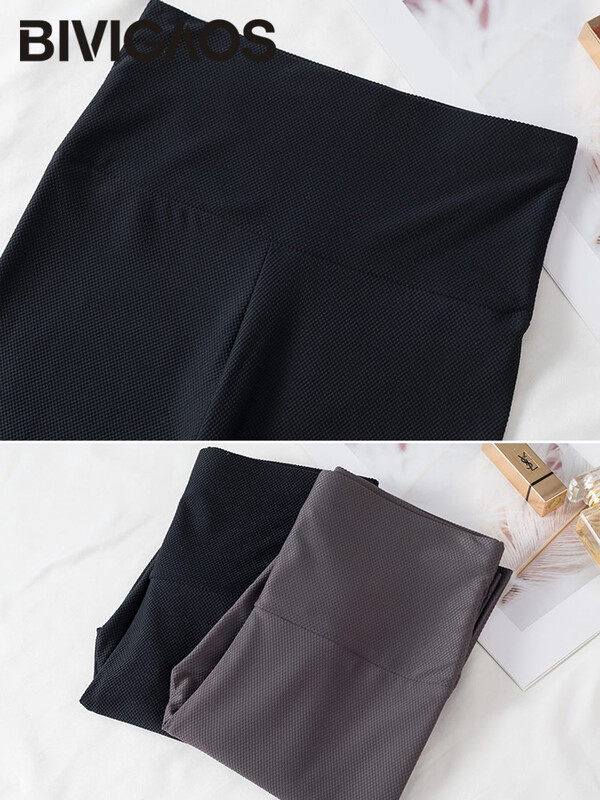 BIVIGAOS jauni vasaras plānas ledus zīda režģa tekstūras legingi ar augstu vidukli Sieviešu slaidi, cieši pieguļoši elastīgi ikdienas sporta legingi