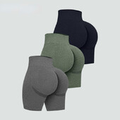 Bešavne sportske ženske kratke hlače Raznobojne kratke hlače za jogu Rastezljive hlače visokog struka za trčanje, biciklizam Tajice za podizanje bokova Čvrste kratke hlače za teretanu