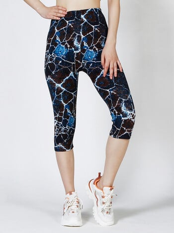 CUHAKCI Summer Digital Printing Cropped Παντελόνι Μαλακό ελαστικό Casual Sports Yoga Capri Γυναικεία Ρούχα Κολάν Dropshipping