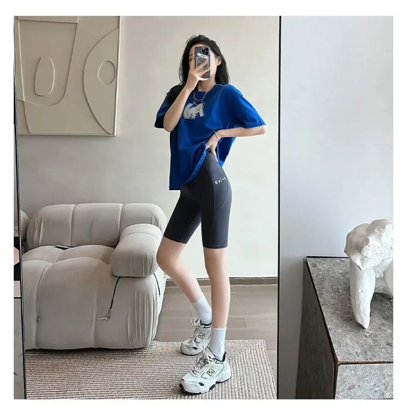 Ljetne ženske Shark kratke hlače s džepom Visoki struk Tanke kratke hlače za vanjske aktivnosti Jogging Hodanje Push Up Butt Joga kratke hlače za teretanu