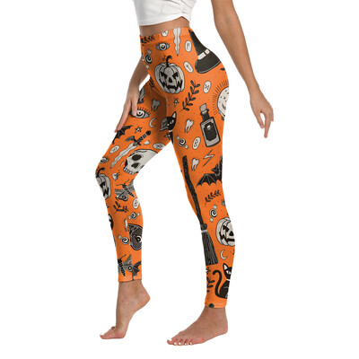 NADANBAO narancssárga legging női vékony nadrág denevér tök mintás nadrág Halloween karneváli cosplay jelmez
