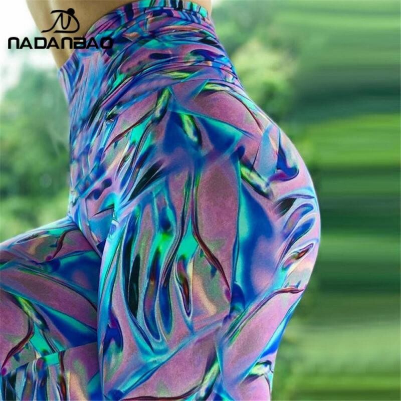 NADANBAO 2024 Ljetne sportske tajice Ženske hlače s printom zelenih krila visokog struka Hlače za vježbanje na otvorenom Donji dio za trčanje