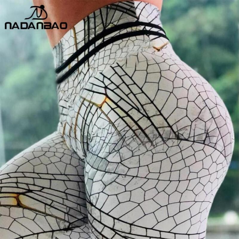 NADANBAO 2024 Ljetne sportske tajice Ženske hlače s printom zelenih krila visokog struka Hlače za vježbanje na otvorenom Donji dio za trčanje