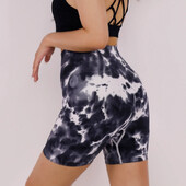 Pantaloni scurți pentru femei Tie Dye Pantaloni scurți cu talie înaltă fără sudură Pantaloni scurti de fitness Camo elastic în aer liber Colanți de modă tricot cu ridicare la fund