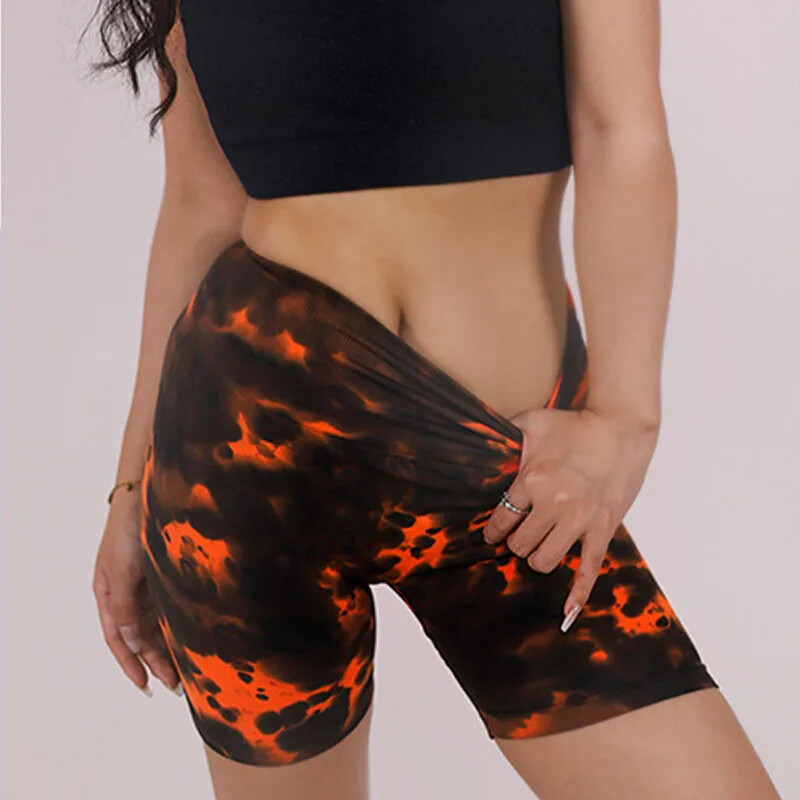 Pantaloni scurți pentru femei Tie Dye Pantaloni scurți cu talie înaltă fără sudură Pantaloni scurti de fitness Camo elastic în aer liber Colanți de modă tricot cu ridicare la fund