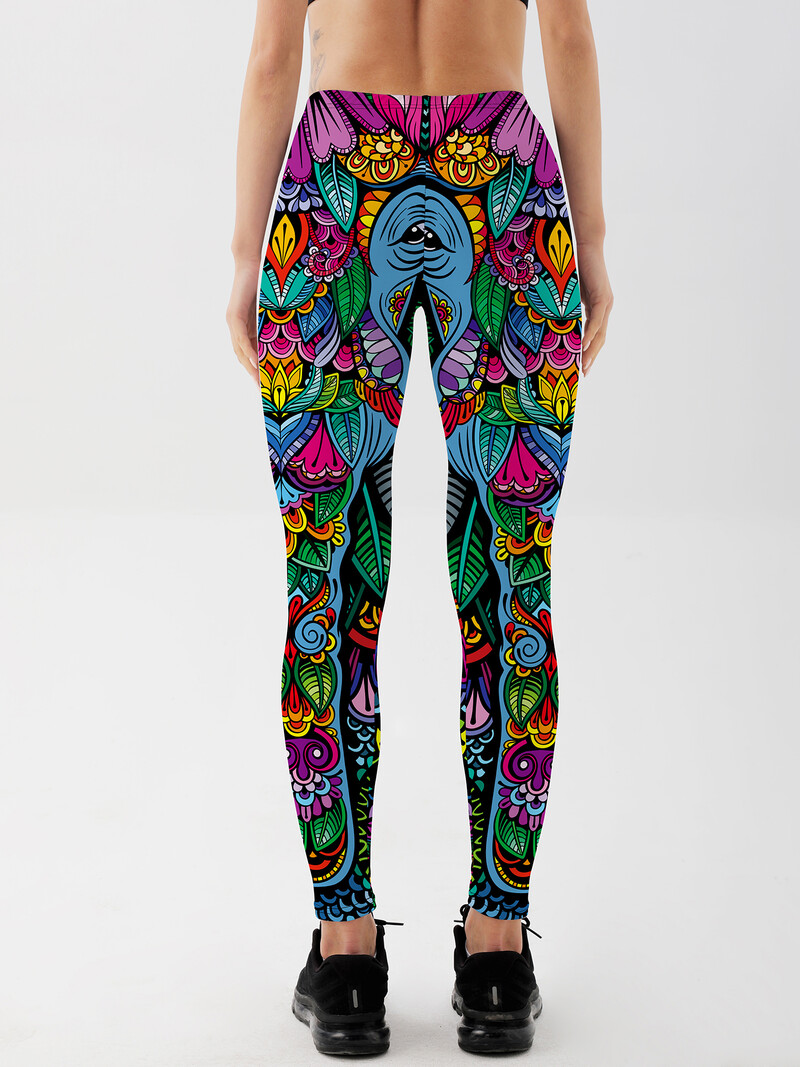 Modne ženske tajice s printom životinja za fitness Tajice s visokim strukom za teretanu Push Up vježbanje Ženske tajice s printom lišća u boji