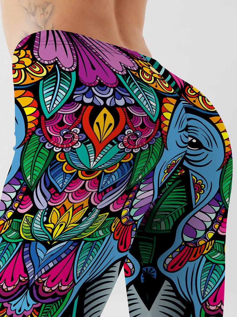 Modne ženske tajice s printom životinja za fitness Tajice s visokim strukom za teretanu Push Up vježbanje Ženske tajice s printom lišća u boji