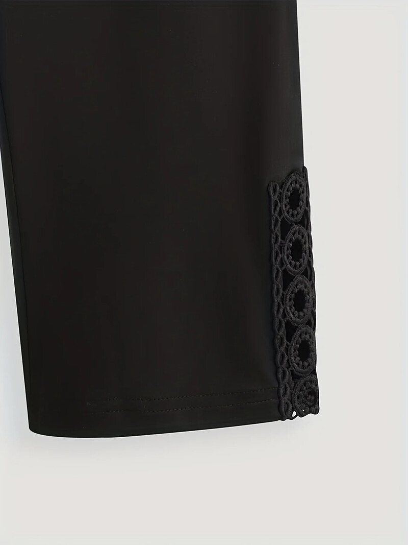 Ženske ljetne jednobojne kapri hlače od čipke, uske tajice, ležerne, udobne, modne kapri hlače visokog struka za žene