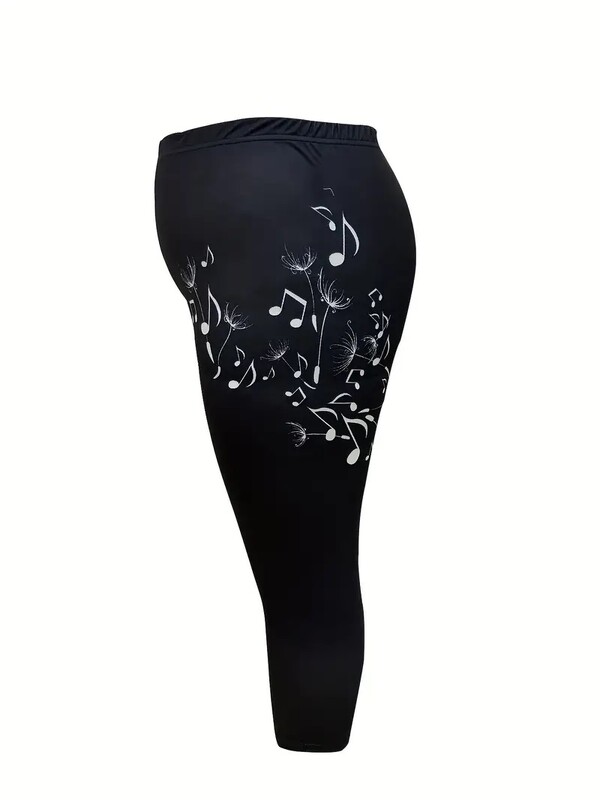 Bilješka Ispis Rastezljive uske ležerne kapri hlače s elastičnim strukom u struku