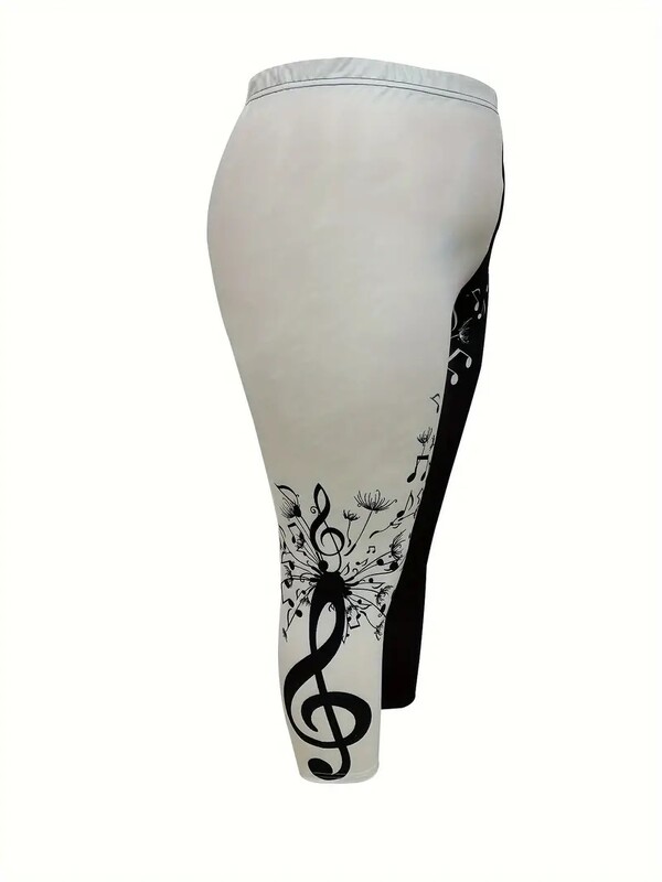 Bilješka Ispis Rastezljive uske ležerne kapri hlače s elastičnim strukom u struku