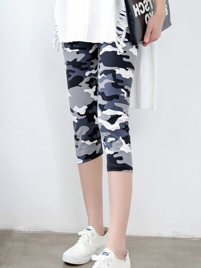 CUHAKCI Fitness Leggins Poliester Capris Hlače za vježbanje Kamuflažne tajice s printom Seksi ženske ženske vojnozelene visoke elastične