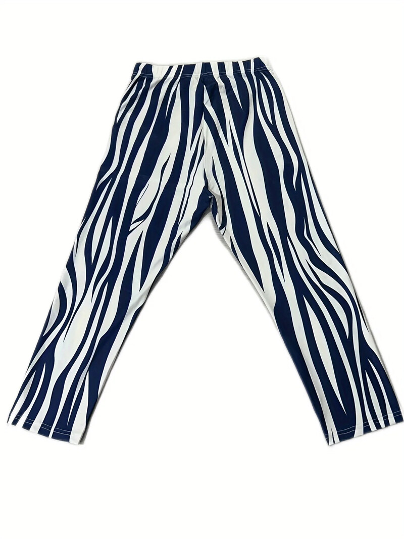 Ženske ljetne uske kratke hlače za plažu na zebraste pruge, praznični stil, uske rastezljive kapri ležerne udobne hlače