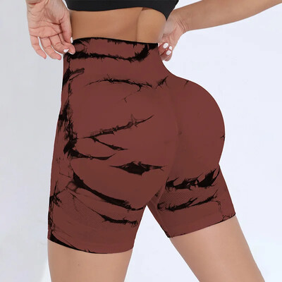 Női nyakkendő Dye Fitness Jóga Leggings Varrat nélküli rövidnadrág Magas derekú Push Up Butt Ourdoor Edzés Divat Sport Vékony kötött rövidnadrág