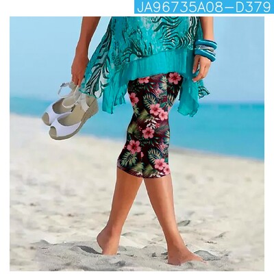 Ljetne retro hlače s cvjetnim printom Ulična odjeća Ženske Y2k hlače Hlače za plažu Ženske tajice Ležerne hlače za fitness Kapri odjeća