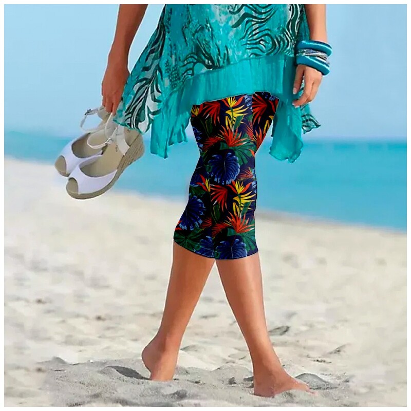 Ljetne retro hlače s cvjetnim printom Ulična odjeća Ženske Y2k hlače Hlače za plažu Ženske tajice Ležerne hlače za fitness Kapri odjeća