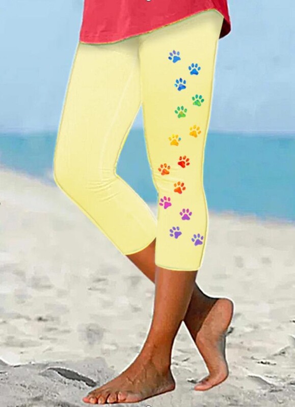 Ljetne hlače s otiskom pseće šape Ulična odjeća Ženske ležerne Y2K hlače Hlače za plažu Ženske tajice Pantalone za fitnes Slatka kapri odjeća