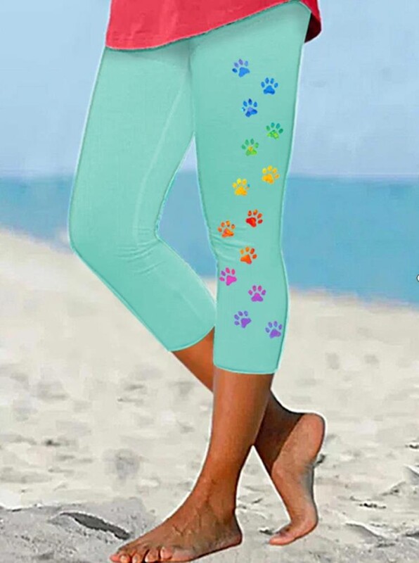 Ljetne hlače s otiskom pseće šape Ulična odjeća Ženske ležerne Y2K hlače Hlače za plažu Ženske tajice Pantalone za fitnes Slatka kapri odjeća
