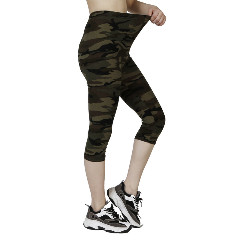 QR74 Seven Point terepszínű szürke zöld leggings, fitness nadrág, NŐI nyomott nyári puha hétpontos nadrág