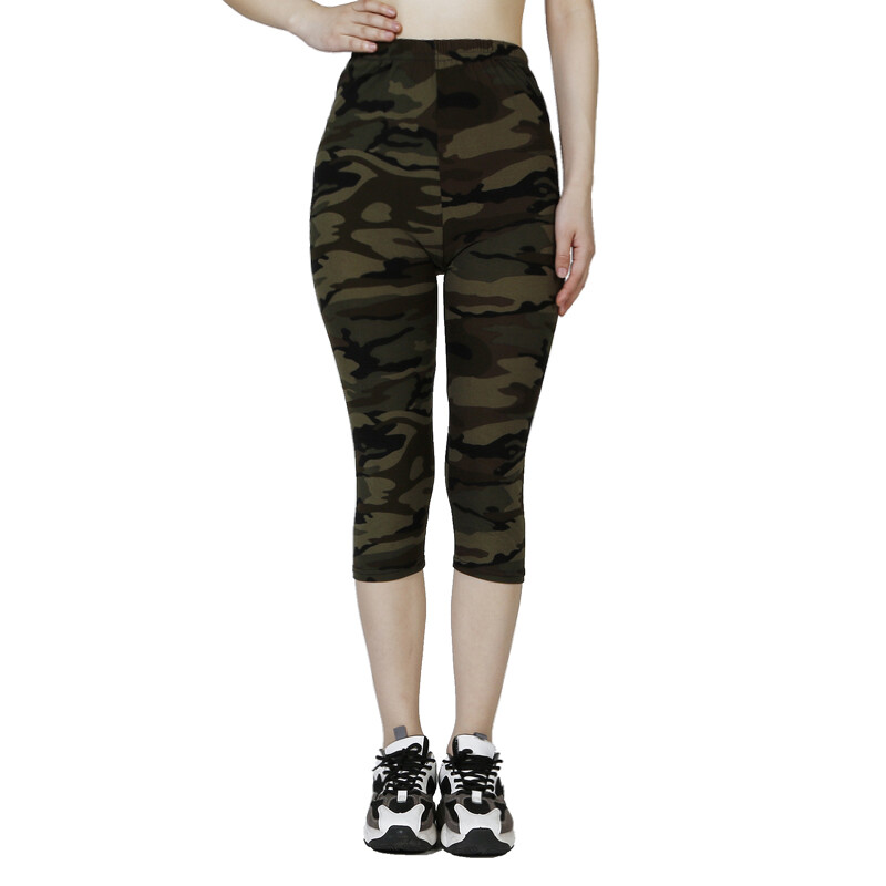 QR74 Seven Point terepszínű szürke zöld leggings, fitness nadrág, NŐI nyomott nyári puha hétpontos nadrág