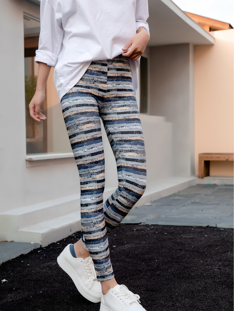 Suvine uus võrgusilma triibulised trükitud säärised õhukesed lahedad hingavad üheksa punktiga püksid Mood kõrge vöökohaga, õhukesed püksid, naised