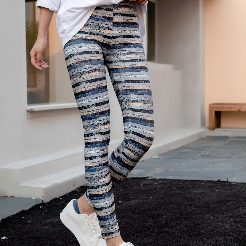 Suvine uus võrgusilma triibulised trükitud säärised õhukesed lahedad hingavad üheksa punktiga püksid Mood kõrge vöökohaga, õhukesed püksid, naised