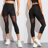 Perspective Mesh Patchwork Fitness Retuusid Naiste jooga Retuusid Retuusid Naiste Elastsed Capri Püksid Naiste Retuusid Must