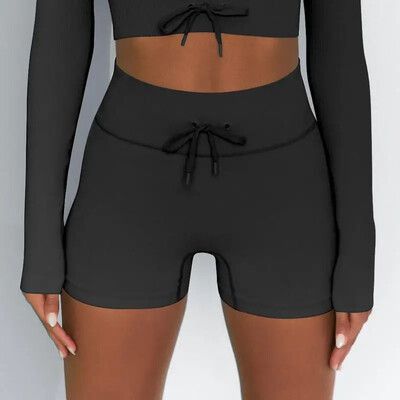 Bešavne pletene tajice Ženske elastične uske kratke hlače Visokog struka Hulahopke za podizanje na bokovima prikladne za jogu, kratke hlače za trčanje i biciklizam