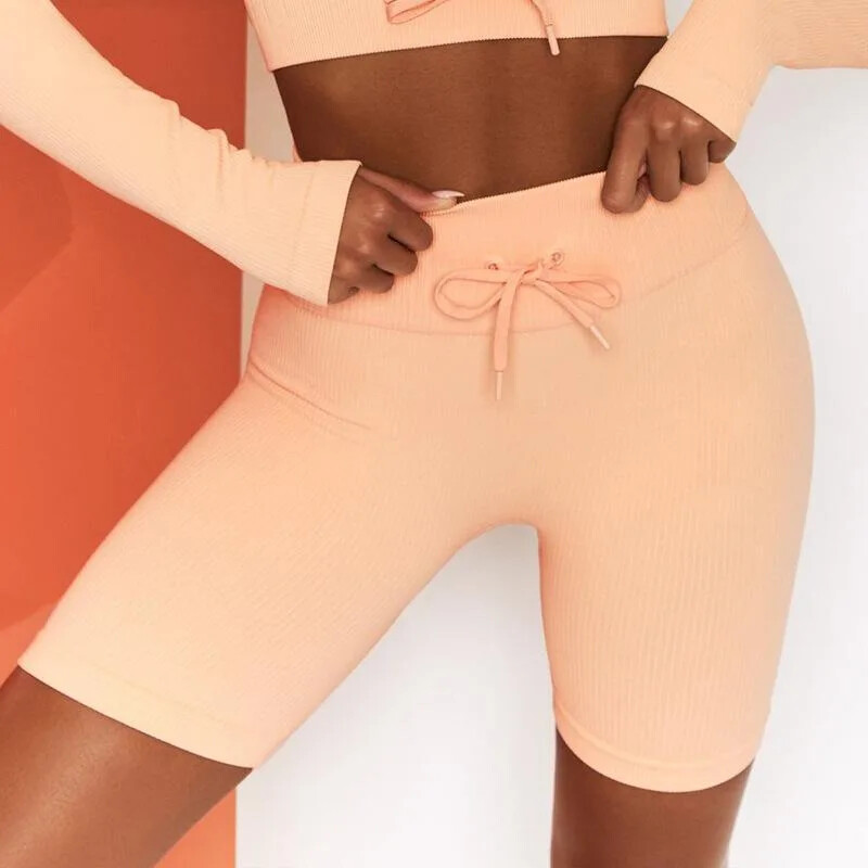 Bešavne pletene tajice Ženske elastične uske kratke hlače Visokog struka Hulahopke za podizanje na bokovima prikladne za jogu, kratke hlače za trčanje i biciklizam