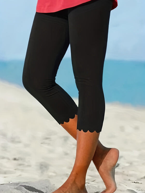Vasaras sieviešu modes mežģīņu jogas stingras vienkrāsainas legingi ikdienišķa komforta pludmales brīvdienu stila kapri bikses