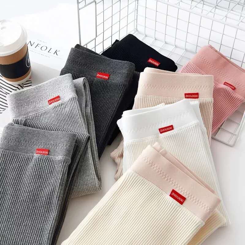 Rievoti legingi sievietēm, 2023. g. ar augstu vidukli, rudens, ziemas, silti, kokvilnas legingi, ikdienišķas vītnes 2 XL melnas bikses, seksīgas leggins