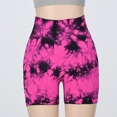 Tie Krāsa sieviešu šorti Bezšuvju stulpiņi ar augstu vidukli Augsti elastīgi seksīgi gurnus paceļoši jogas šorti pastaigu riteņbraukšanas sporta legingi