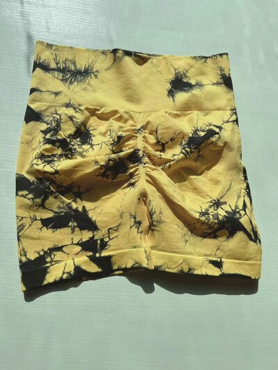 Tie Krāsa sieviešu šorti Bezšuvju stulpiņi ar augstu vidukli Augsti elastīgi seksīgi gurnus paceļoši jogas šorti pastaigu riteņbraukšanas sporta legingi