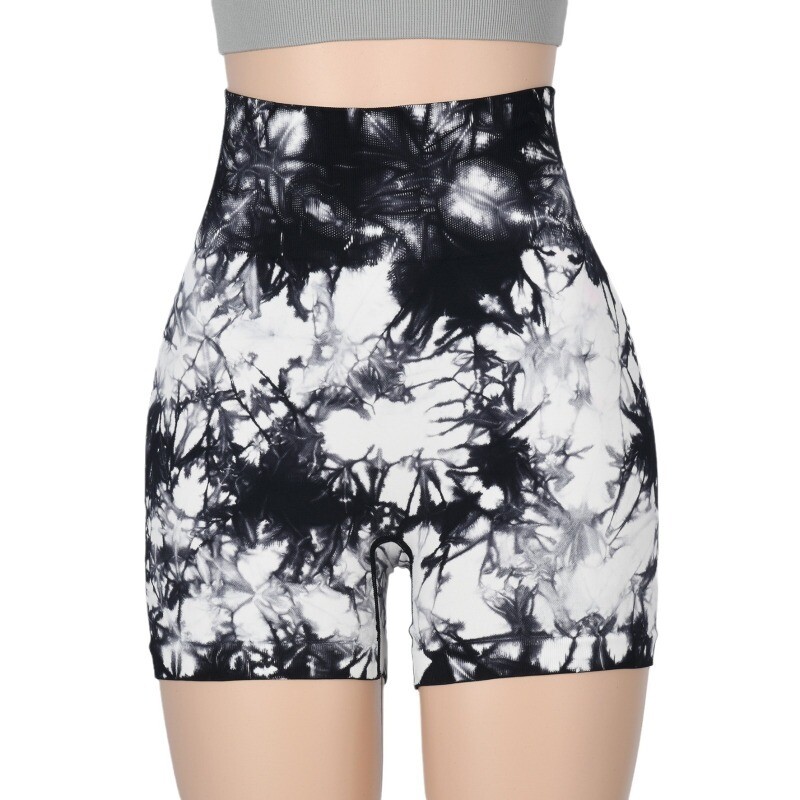 Tie Krāsa sieviešu šorti Bezšuvju stulpiņi ar augstu vidukli Augsti elastīgi seksīgi gurnus paceļoši jogas šorti pastaigu riteņbraukšanas sporta legingi