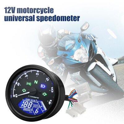 Contor de viteză universal pentru motociclete Contor de parcurs digital cu indicator de viteză 12000 kmh/mph Contor de oră Tahometru pentru Honda Yamaha