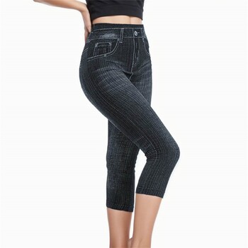 2024 Γυναικεία τζιν κολάν μόδας Slim κολάν faux jeans κολάν Stretch εμπριμέ κοντά κολάν Παντελόνια καλοκαιρινά παντελόνια