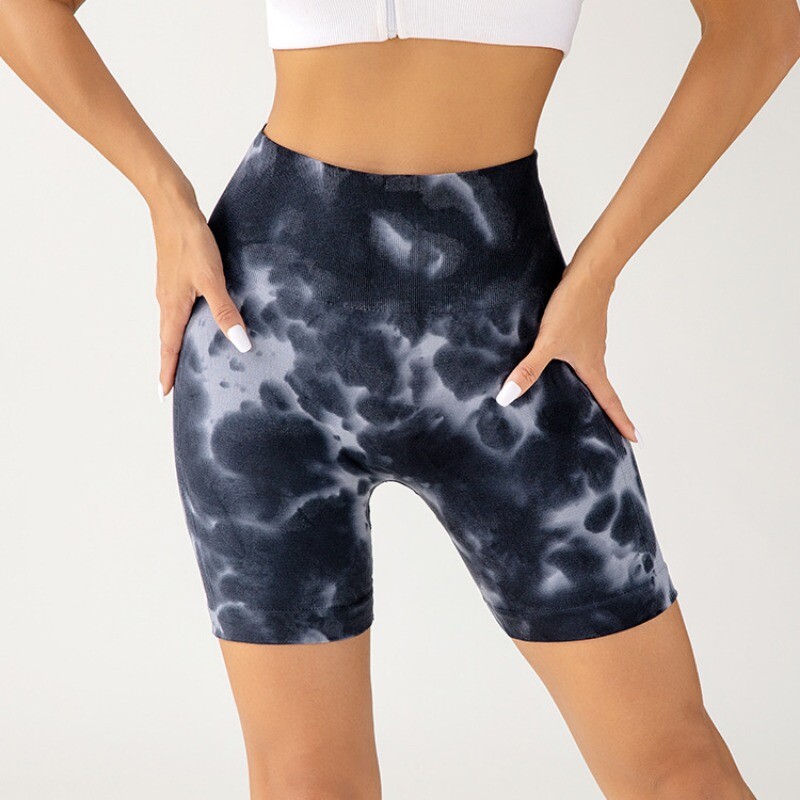 Tie Dye Kratke hlače visokog struka Bešavne kratke hlače za podizanje bokova Ženske fitness pletenje Modne hlače za jogu Vježbanje u teretani Visoke elastične tajice